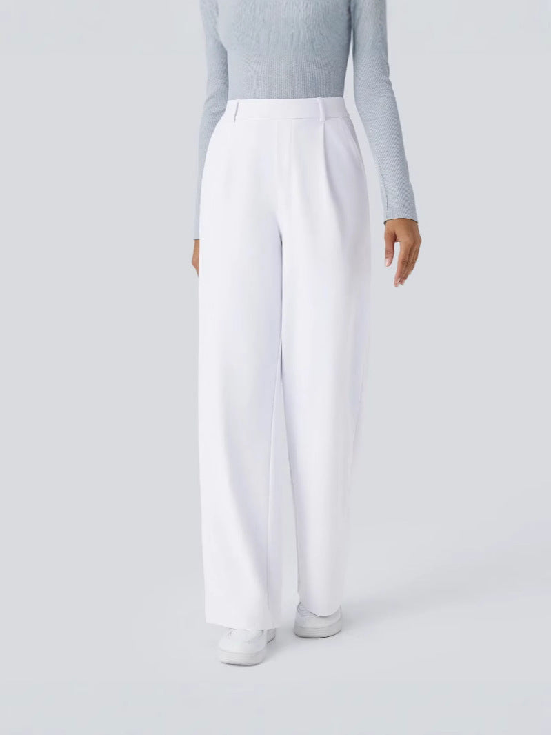 Damen Elegante High‑Waist Palazzo‑Hose mit vorderen Bundfalten und Eingrifftaschen Shop Nory