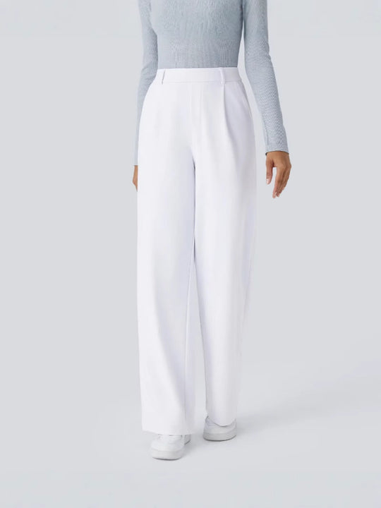 Damen Elegante High‑Waist Palazzo‑Hose mit vorderen Bundfalten und Eingrifftaschen Shop Nory