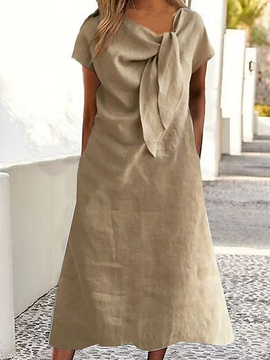 Damen Leinenkleid mit Schleifen-Detail Shopnory