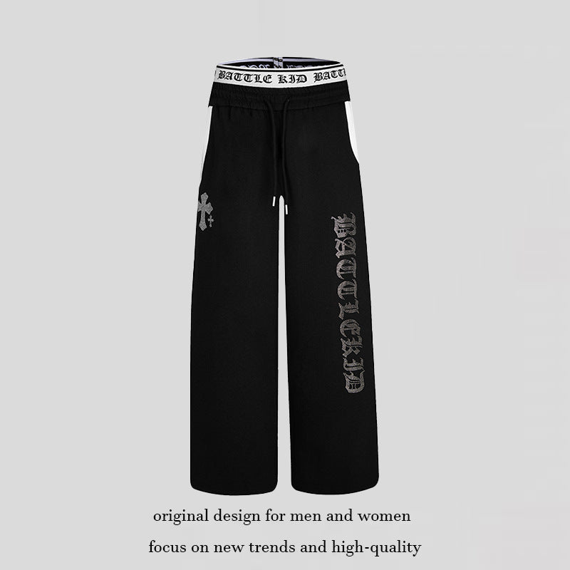 Damen weite Lounge-Jogginghose mit hohem Logobund, Gothic-Print und Kordelzug Shop Nory