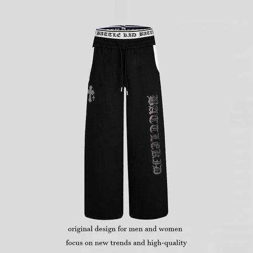 Damen weite Lounge-Jogginghose mit hohem Logobund, Gothic-Print und Kordelzug Shop Nory