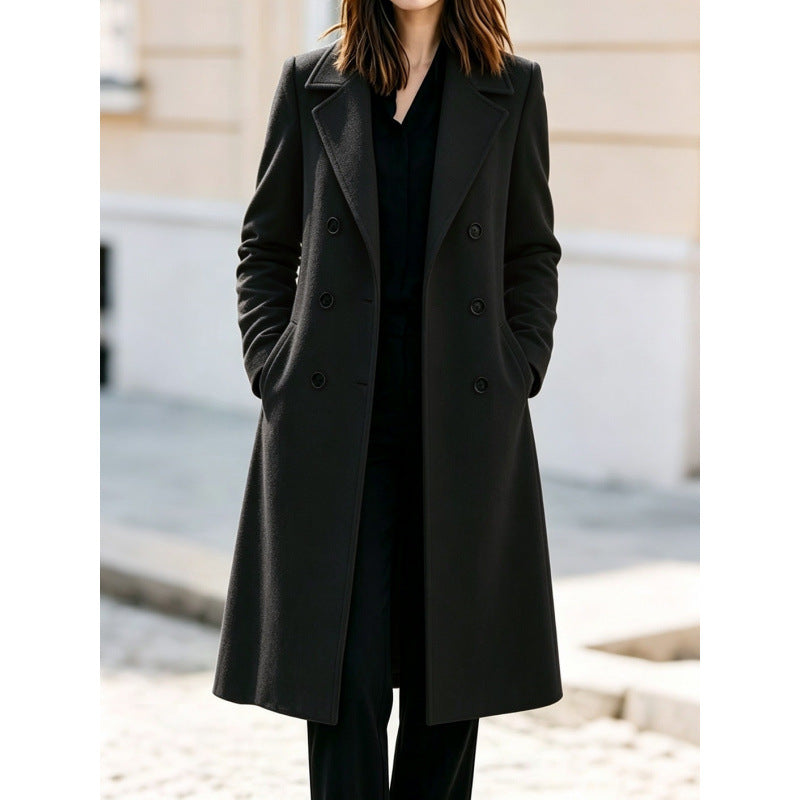Damen Klassischer Doppelreihiger Wollmix-Mantel mit konturierter Taille Shop Nory