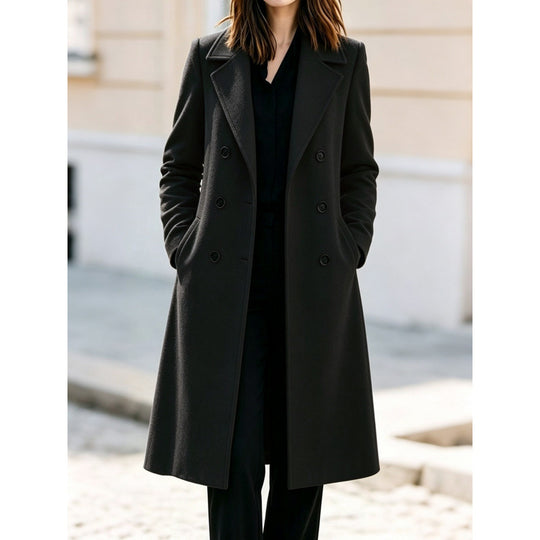 Damen Klassischer Doppelreihiger Wollmix-Mantel mit konturierter Taille Shop Nory