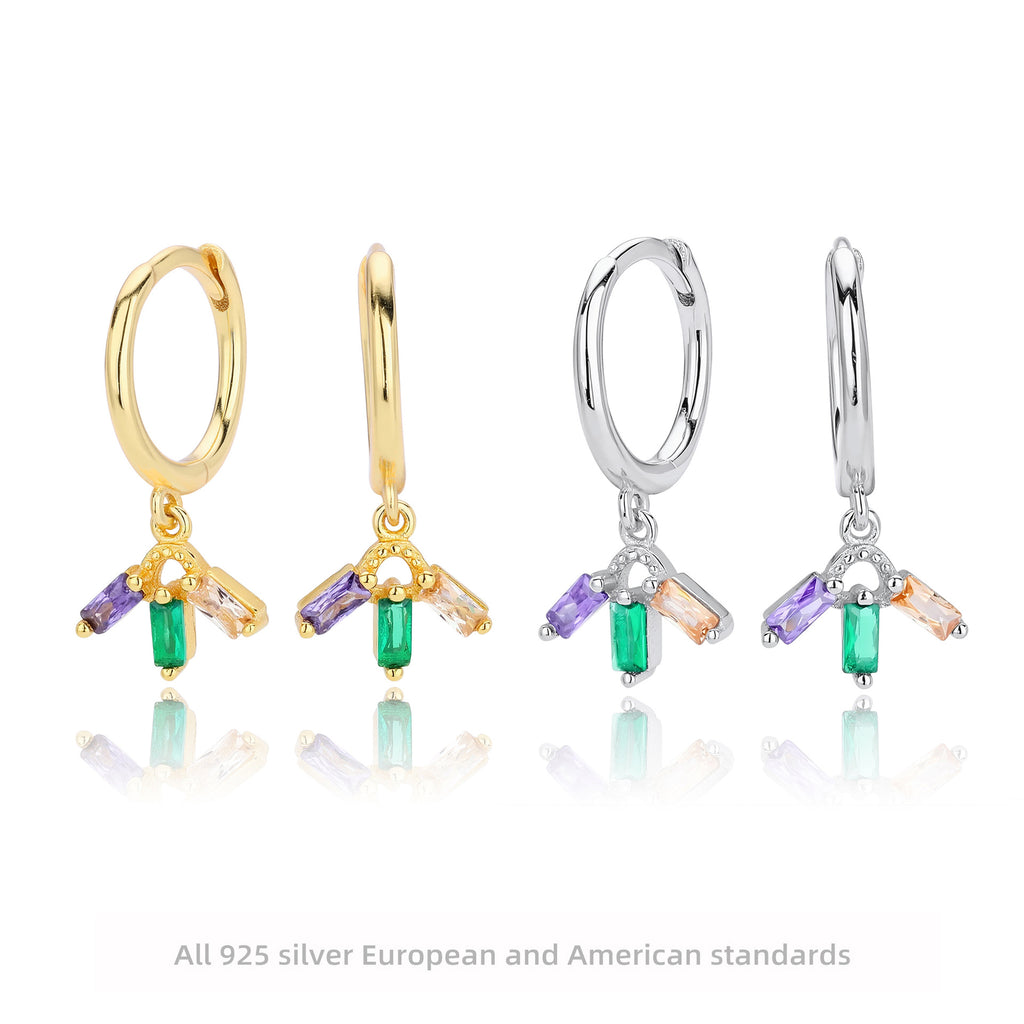 Damen Ohrhänger mit buntem Zirkon-Anhänger und modernem Design Shop Nory