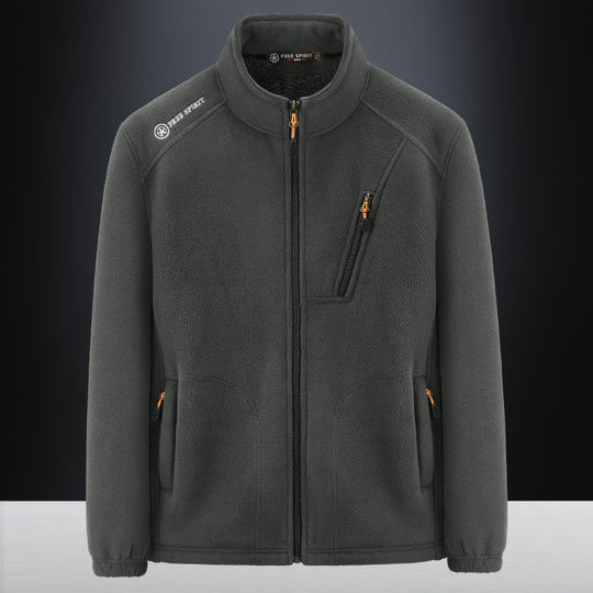 Herren Warme Microfleece-Outdoorjacke mit Brustreißverschluss, Seitentaschen und Stehkragen Shop Nory