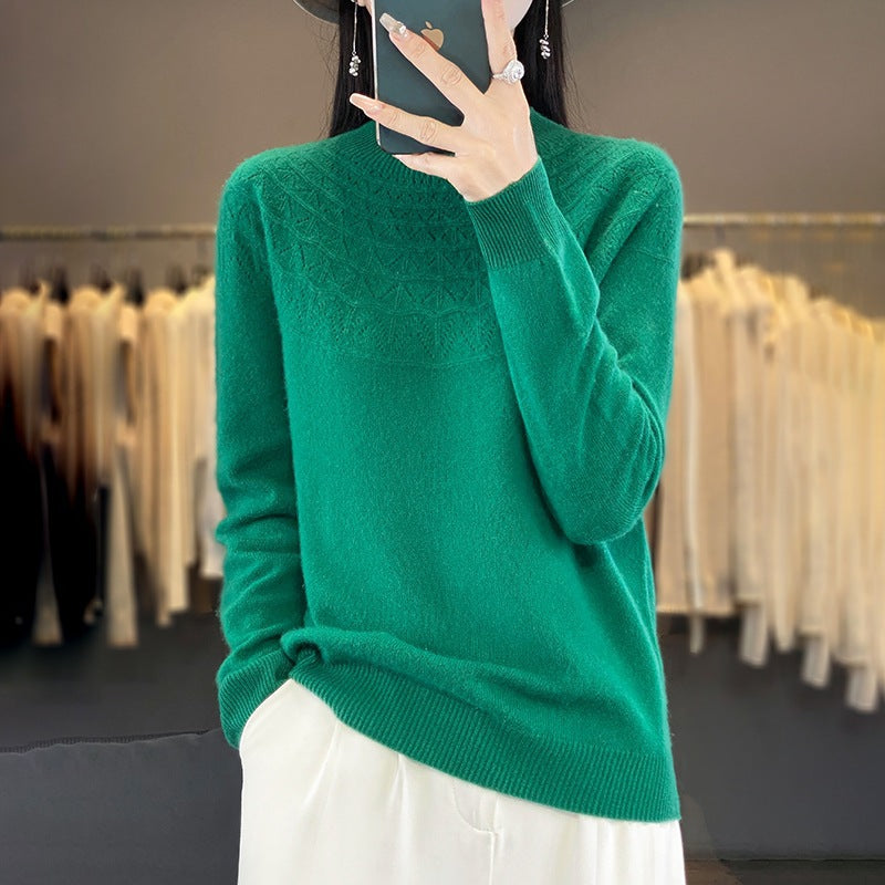 Damen Kuscheliger Mohair‑Optik Pullover mit Zierstruktur am Oberteil und Stehkragen Shop Nory
