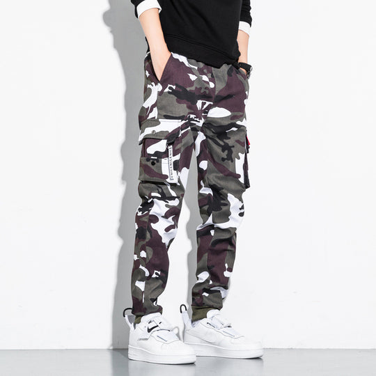 Herren Camouflage Cargo-Jogginghose mit Tapered-Schnitt, elastischem Bund und Multifunktionstaschen Shop Nory
