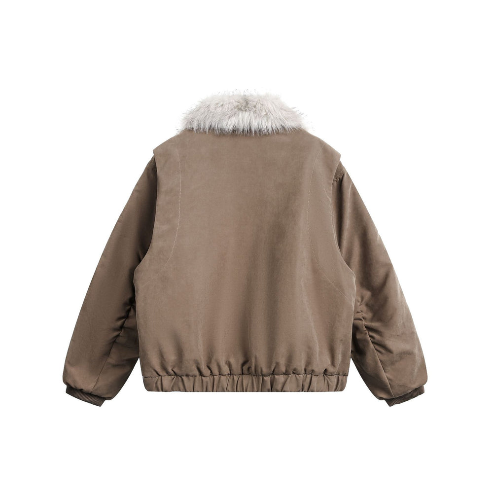 Damen Kurzblouson im Boxy-Cut mit breitem Kunstfellkragen Shop Nory