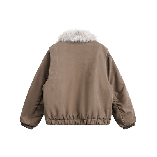 Damen Kurzblouson im Boxy-Cut mit breitem Kunstfellkragen Shop Nory