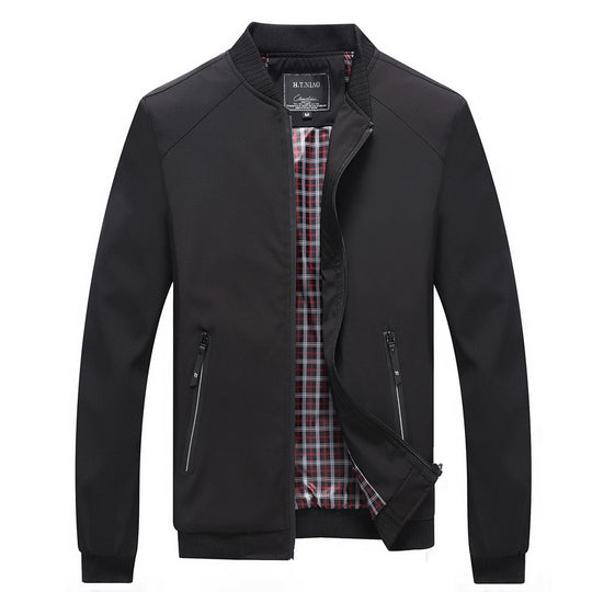 Herren Bomberjacke mit kariertem Innenfutter, windabweisender Shell und Reißverschluss-Taschen Shop Nory