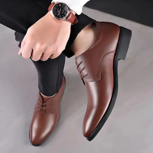 Herren Elegante Leder Schnürschuhe mit rutschfester Sohle und atmungsaktivem Innenfutter