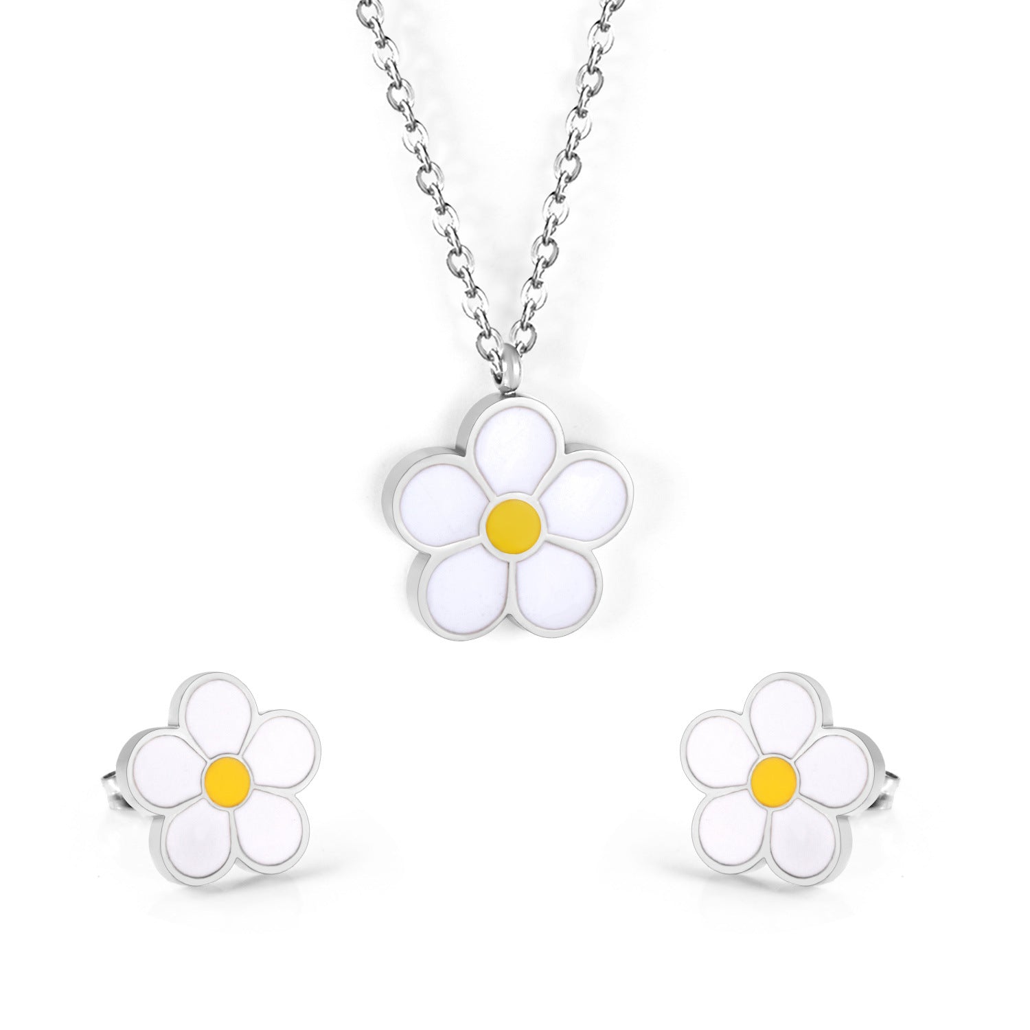 Damen Schmuckset mit blütenförmigem Anhänger und passenden Ohrsteckern Shop Nory