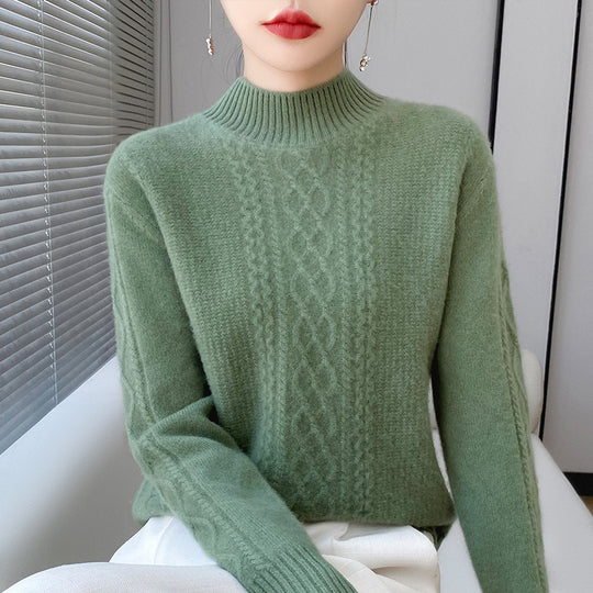 Damen Weicher Zopfstrick-Mockneck-Pullover mit leichtem Mohair-Effekt Shop Nory