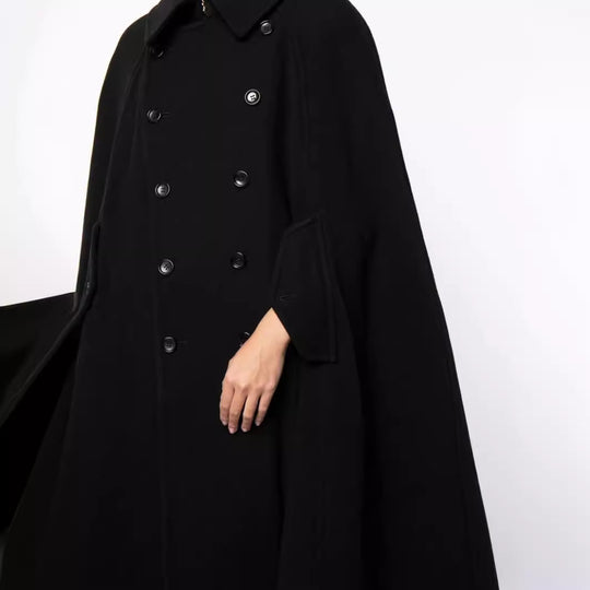 Herren zweireihiger Cape-Mantel aus Wollmix mit Umhangschnitt Shop Nory