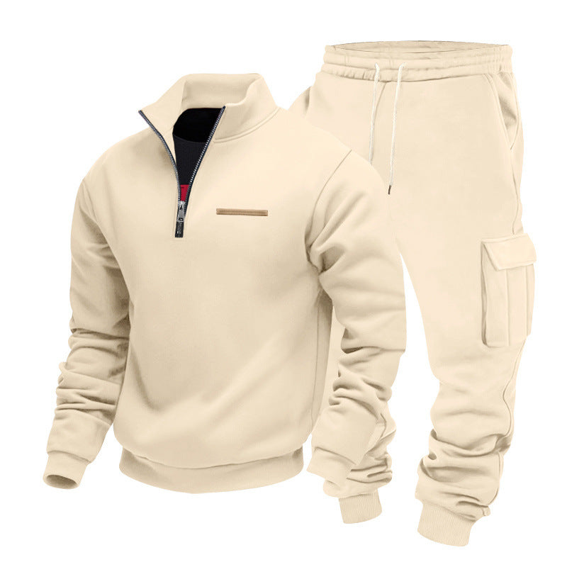 Herren Zip-Pullover- und Cargo-Jogger-Set aus weichem French-Terry Shop Nory