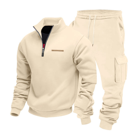 Herren Zip-Pullover- und Cargo-Jogger-Set aus weichem French-Terry Shop Nory
