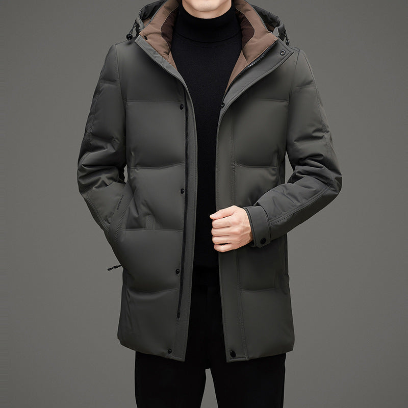 Herren Wattierte Kapuzen-Steppjacke mit verlängertem Schnitt und winddichter Membran Shop Nory