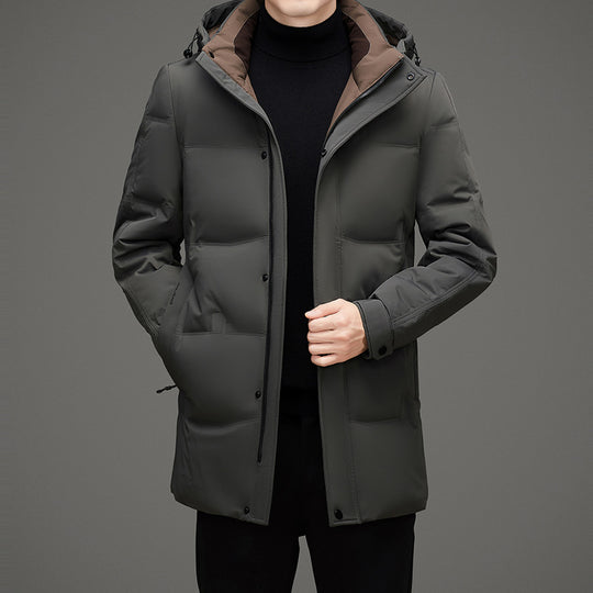 Herren Wattierte Kapuzen-Steppjacke mit verlängertem Schnitt und winddichter Membran Shop Nory