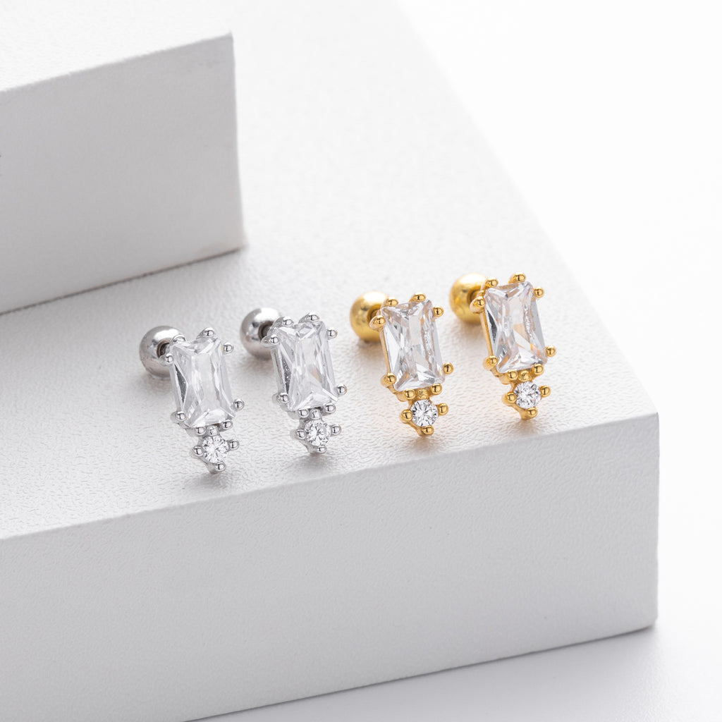 Damen Ohrstecker aus hochwertigem 925 Sterling Silber mit funkelnden 5A Zirkonen Shop Nory