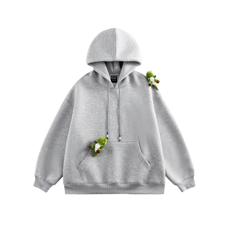 Unisex Oversize-Kapuzenpullover aus French-Terry mit Kängurutasche und abnehmbaren Plüschanhänger Shop Nory
