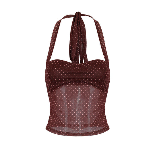 Damen Neckholder Top mit verstellbaren Trägern und punktuellem Design