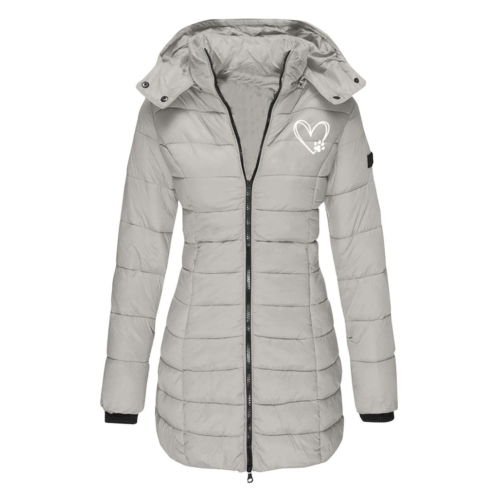 Damen gesteppte Winterjacke mit abnehmbarer Kapuze ShopNory