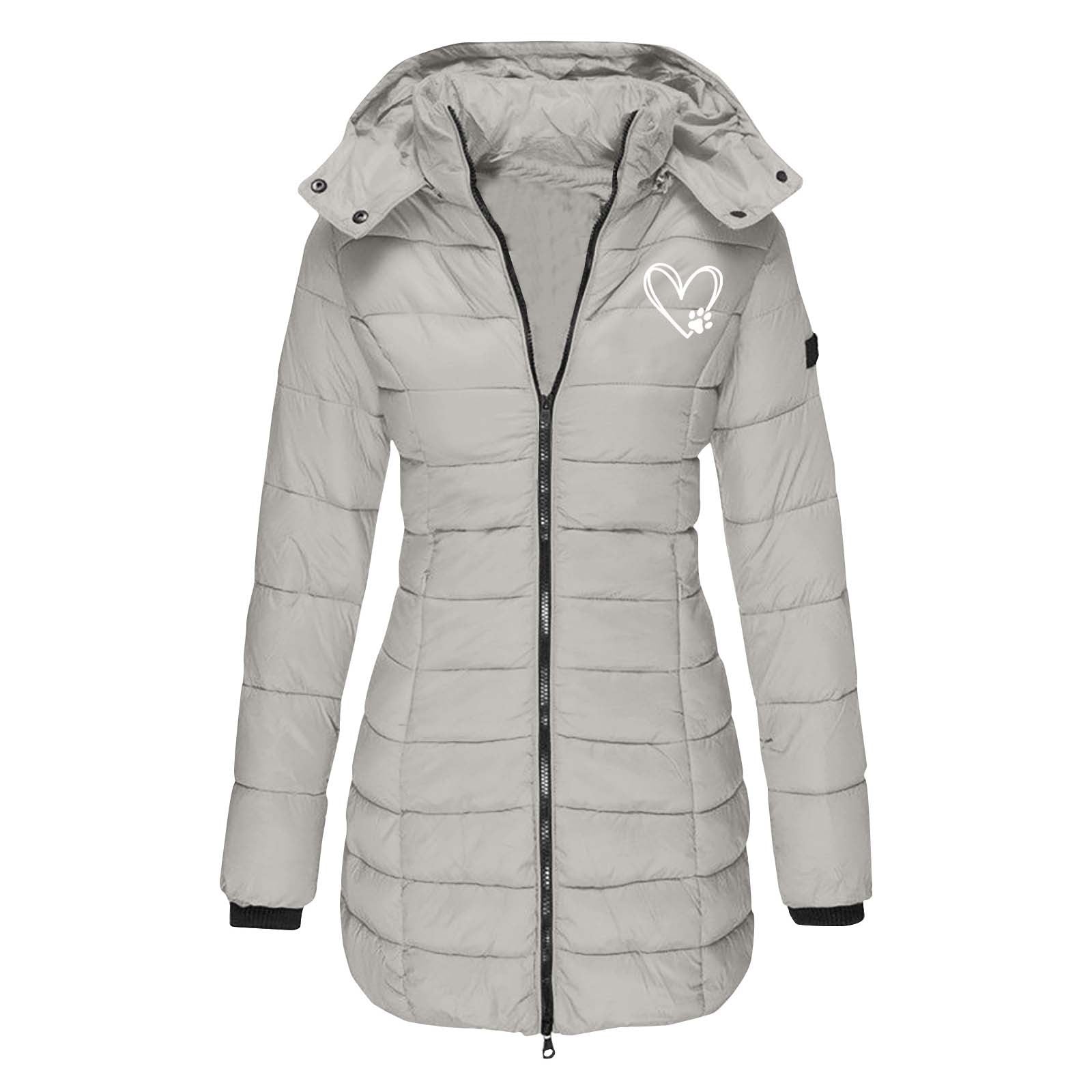 Damen gesteppte Winterjacke mit abnehmbarer Kapuze ShopNory