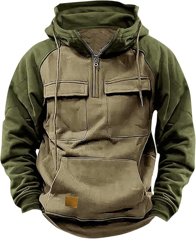 Herren Sportlicher Baumwoll-Hoodie mit Kapuze und praktischen Taschen
