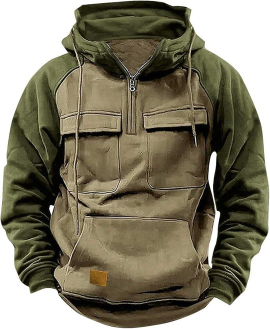 Herren Sportlicher Baumwoll-Hoodie mit Kapuze und praktischen Taschen
