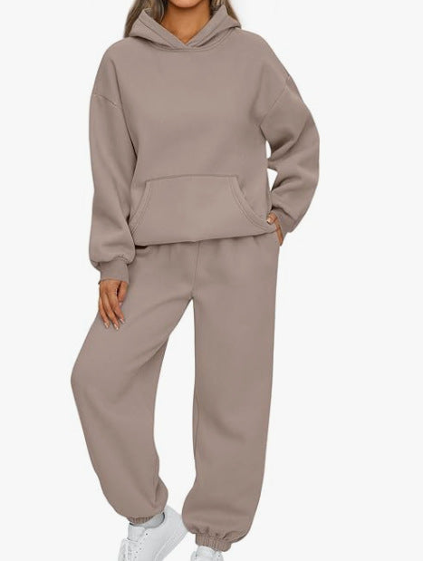 Damen nan Boxy-Hoodie und Palazzo-Jogger Set mit elastischem Knöchelbund Shop Nory