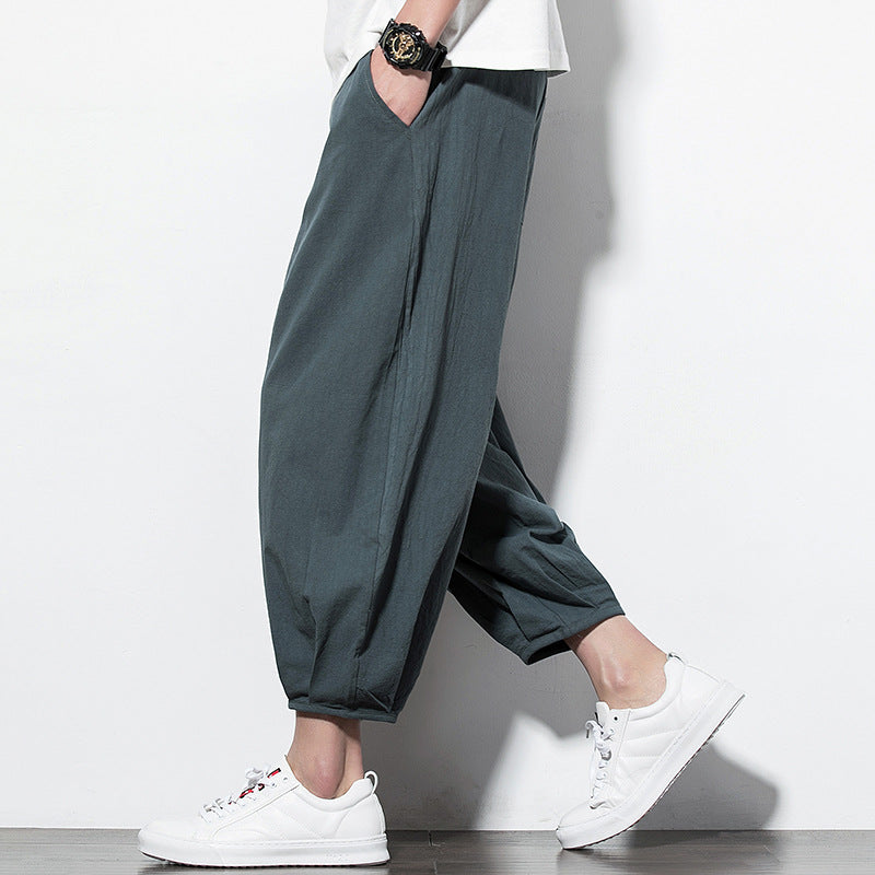 Herren Weite Harem-Loungehose mit elastischem Bund und gerafften Knöchelabschlüssen Shop Nory