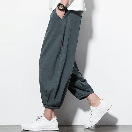 Herren Weite Harem-Loungehose mit elastischem Bund und gerafften Knöchelabschlüssen Shop Nory
