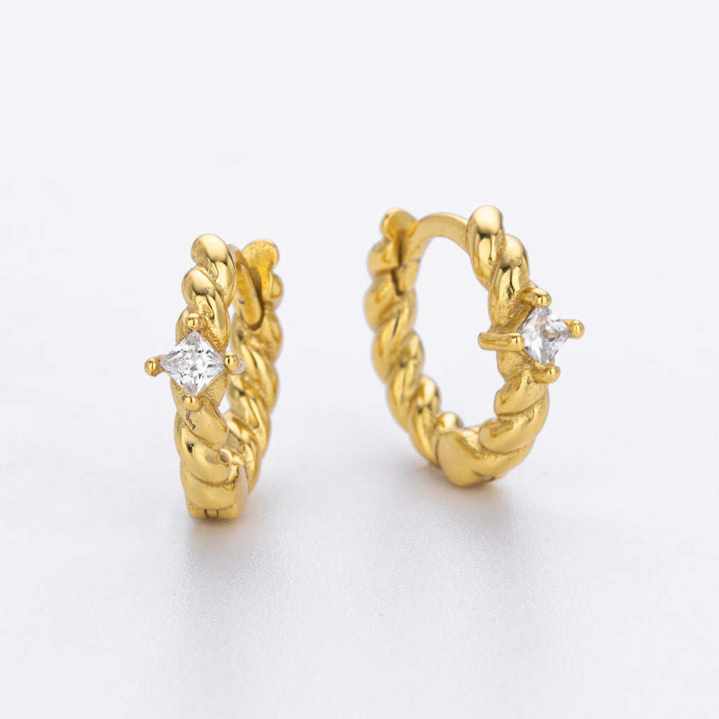 Damen Ohrhänger mit gedrehtem Design und Zirkon Shop Nory