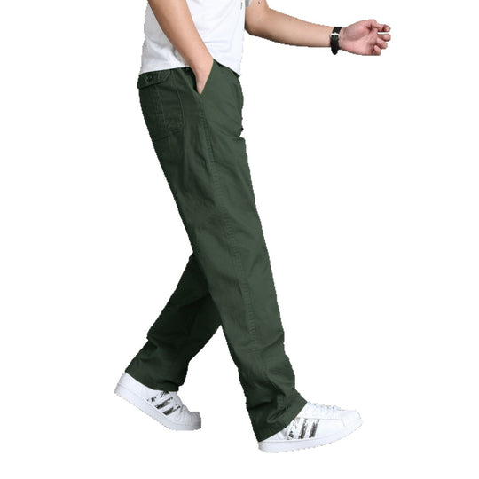 Herren Lässige Canvas-Chinohose mit elastischem Tunnelzugbund, aufgesetzten Taschen & geradem Bein Shop Nory