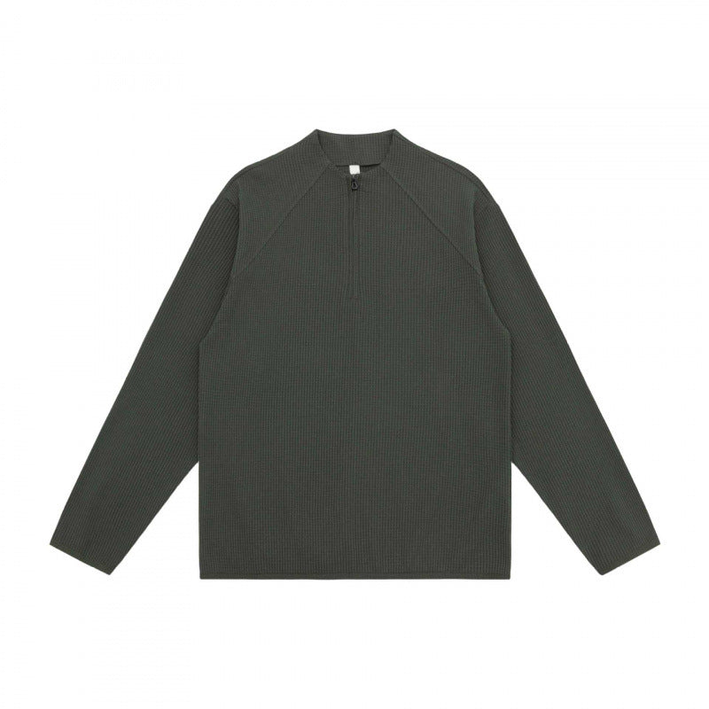 Unisex Waffelstrick-Halbzip-Pullover mit Raglanärmeln Shop Nory