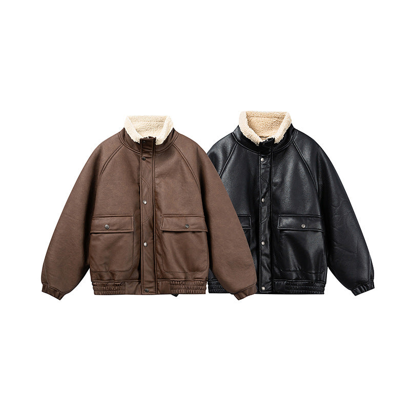 Herren Kurz geschnittener Velours‑Blouson mit Sherpa‑Kragen und Utility‑Pattentaschen Shop Nory