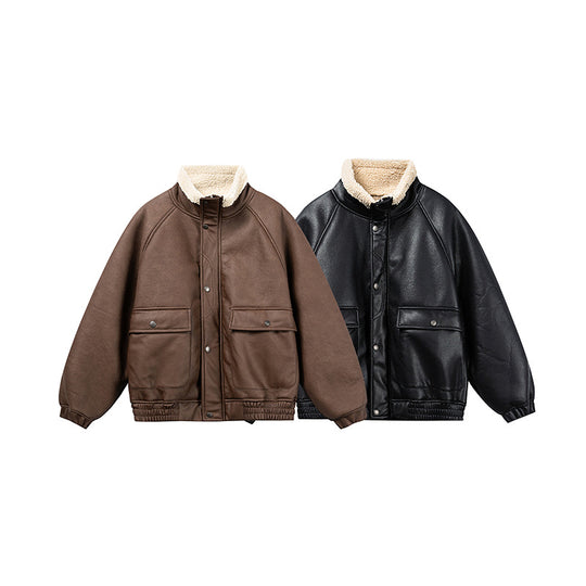 Herren Kurz geschnittener Velours‑Blouson mit Sherpa‑Kragen und Utility‑Pattentaschen Shop Nory
