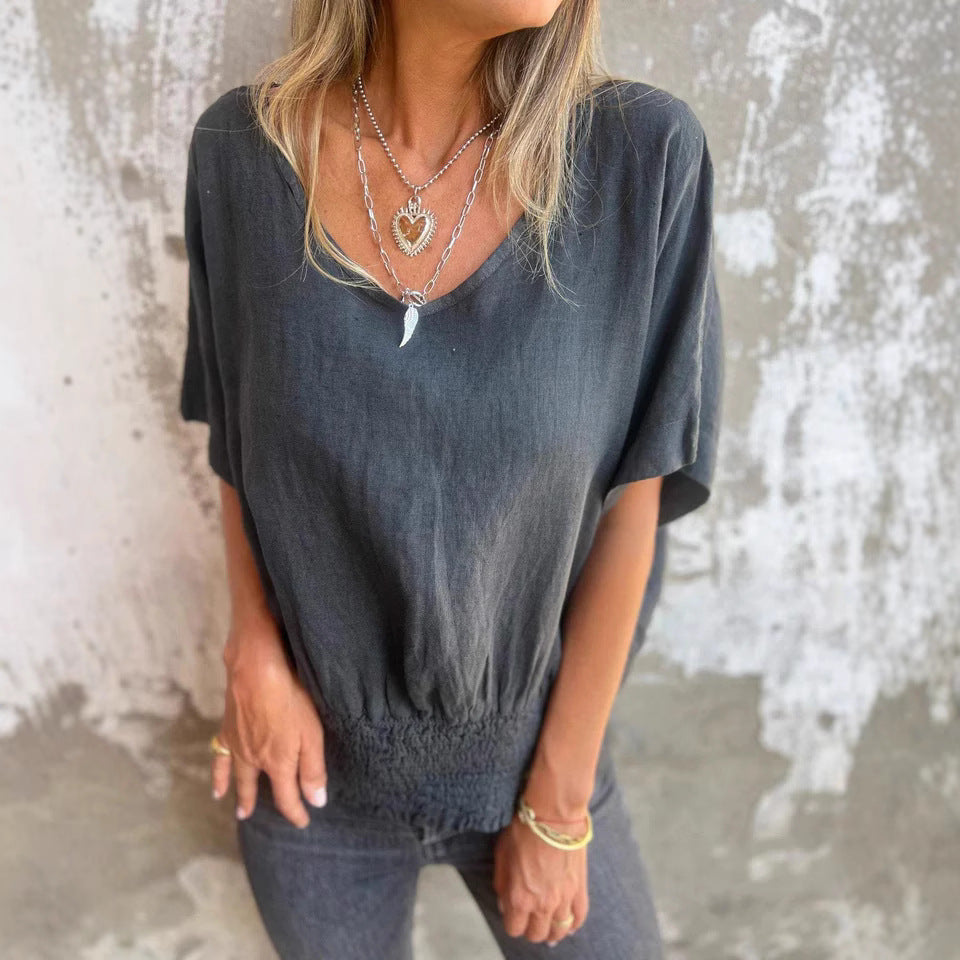 Damen Lässige Bluse mit elastischem Rüschensaum