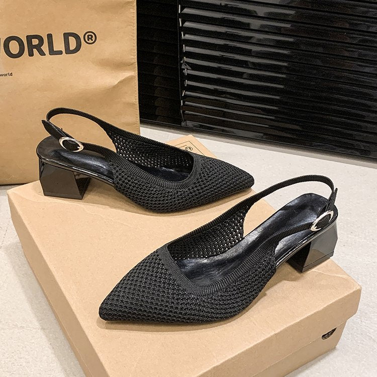 Damen Slingback-Pumps mit strukturiertem Obermaterial und elegantem Blockabsatz