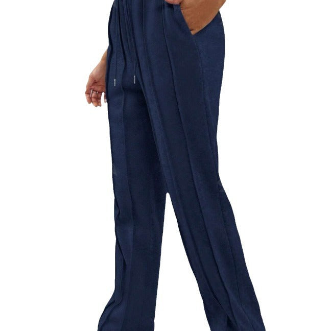 Damen Weite High-Waist Plissee-Hose mit Tunnelzug und markanter Bügelfalte Shop Nory