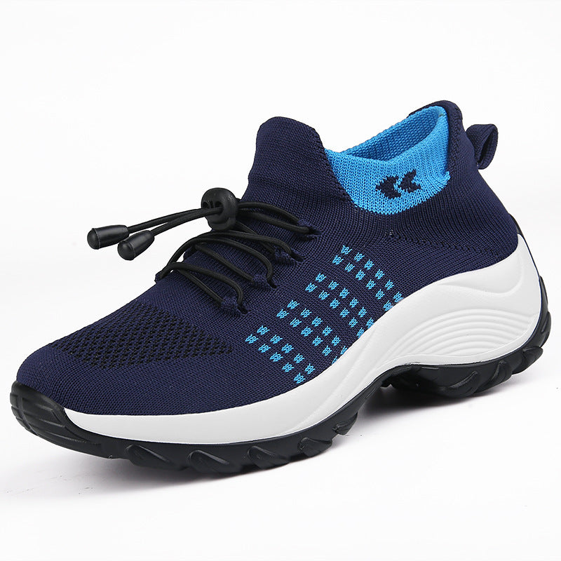 Damen gestrickte Slip-On Sneaker mit Schnellzugkordel, elastischem Schaft und stoßdämpfender Plateau-Sohle Shop Nory