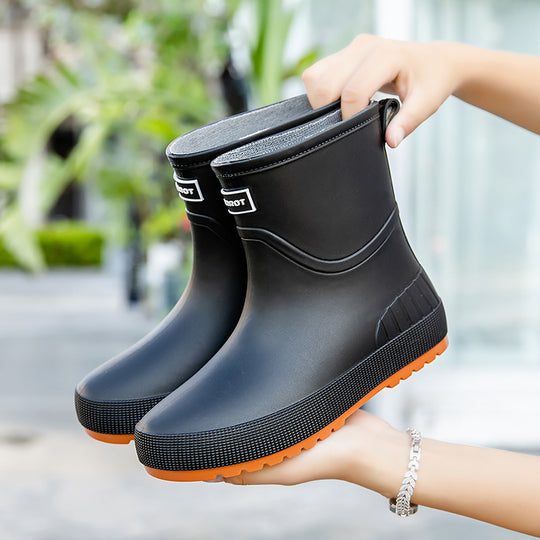 Damen Wasserdichte Kurz-Gummistiefel mit rutschfester Profilsohle und komfortabler Innensohle Shop Nory