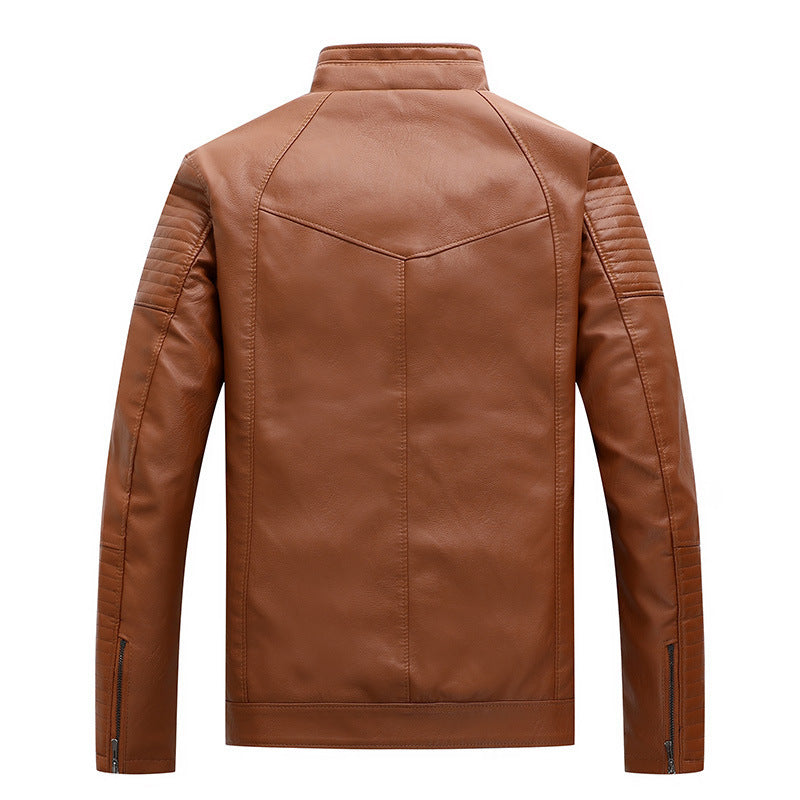 Herren schlanker Kunstleder-Moto-Blouson mit gesteppten Schulter- und Ärmelpaneelen Shop Nory