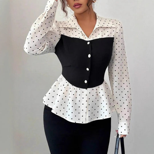 Damen Zweiteilig wirkende Bluse mit Korsagen‑Optik und Peplum Shop Nory
