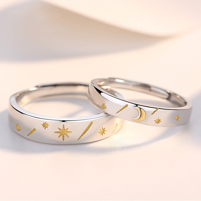 Damen Hochwertige Eheringe mit kunstvollem Mond- und Sternendesign Shop Nory