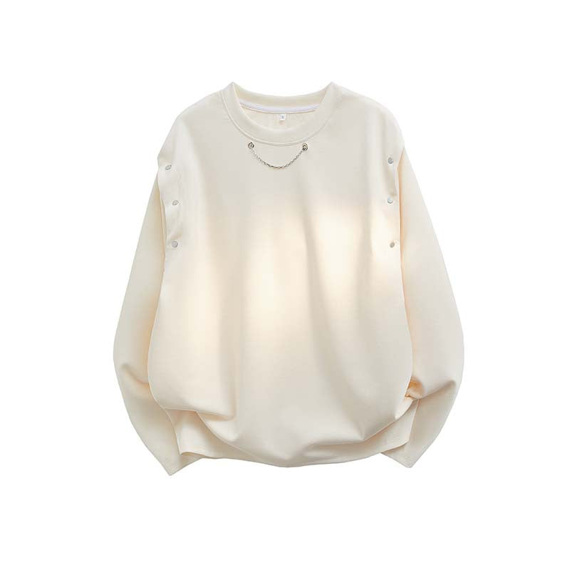 Damen Oversized Sweatshirt mit Ketten-Detail und Druckknopf-Ärmelöffnung Shop Nory