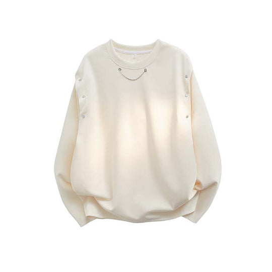 Damen Oversized Sweatshirt mit Ketten-Detail und Druckknopf-Ärmelöffnung Shop Nory