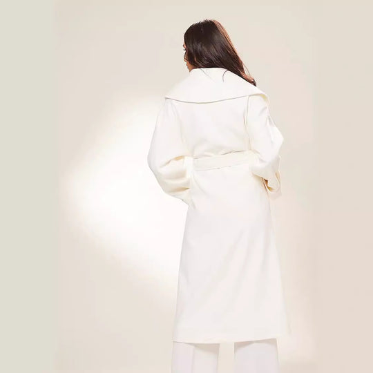 Damen Langer Oversize-Wickelmantel mit großzügigem Schalkragen und Bindegürtel Shop Nory