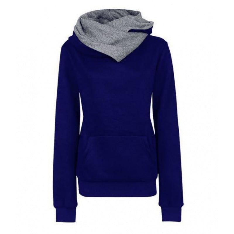 Damen Taillierter Kapuzenpullover mit überlappendem Schalkragen und Kängurutasche Shop Nory