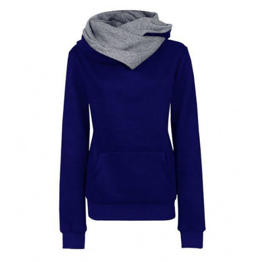 Damen Taillierter Kapuzenpullover mit überlappendem Schalkragen und Kängurutasche Shop Nory